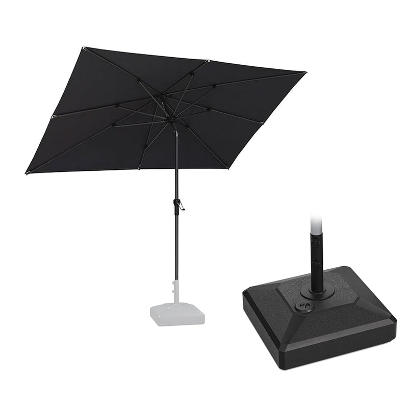PURPLE LEAF Crank and Tilt Rectangular Outdoor Patio Market Umbrella with Base