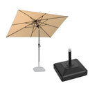 PURPLE LEAF Crank and Tilt Rectangular Outdoor Patio Market Umbrella with Base