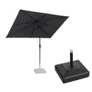PURPLE LEAF Crank and Tilt Rectangular Outdoor Patio Market Umbrella with Base