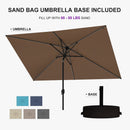 PURPLE LEAF Black Frame Tilting Market Umbrella with Lights Table Umbrella with Base Outside Patio