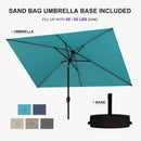PURPLE LEAF Black Frame Tilting Market Umbrella with Lights Table Umbrella with Base Outside Patio
