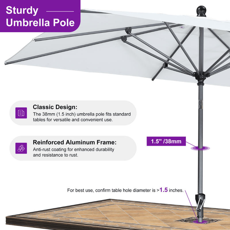 PURPLE LEAF Crank and Tilt Rectangular Outdoor Patio Market Umbrella with Base