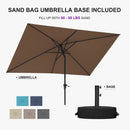 PURPLE LEAF Black Frame Outdoor Market Umbrellas Yard Tilting Patio Table Umbrella with Base