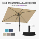 PURPLE LEAF Black Frame Outdoor Market Umbrellas Yard Tilting Patio Table Umbrella with Base