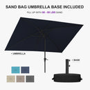 PURPLE LEAF Black Frame Outdoor Market Umbrellas Yard Tilting Patio Table Umbrella with Base