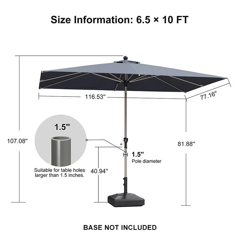 PURPLE LEAF Deluxe Aluminum Market Umbrella, Outdoor Table Umbrella for Patio, Porch