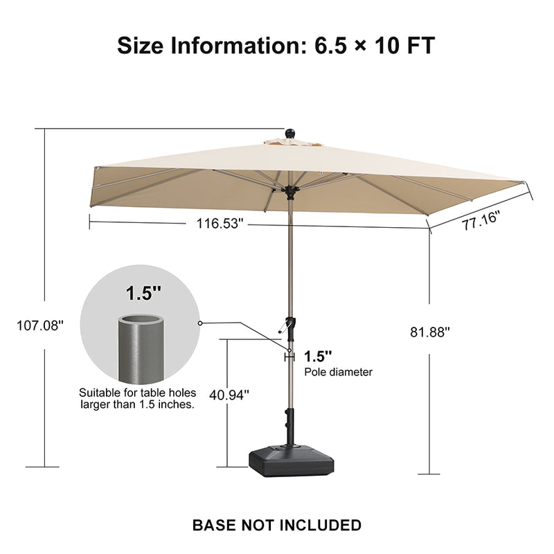 PURPLE LEAF Deluxe Aluminum Market Umbrella, Outdoor Table Umbrella for Patio, Porch