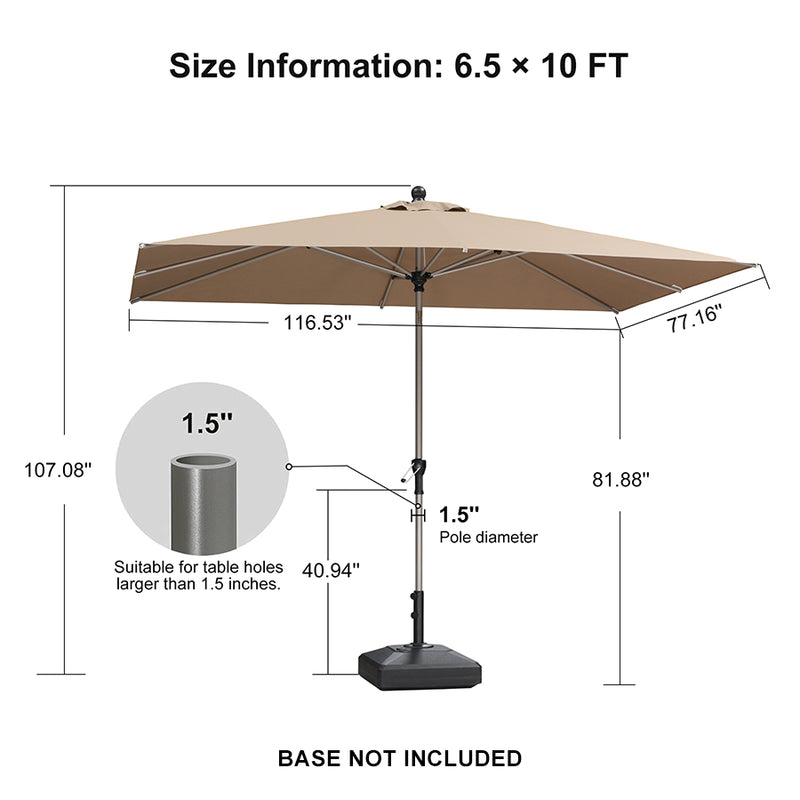 PURPLE LEAF Deluxe Aluminum Market Umbrella, Outdoor Table Umbrella for Patio, Porch