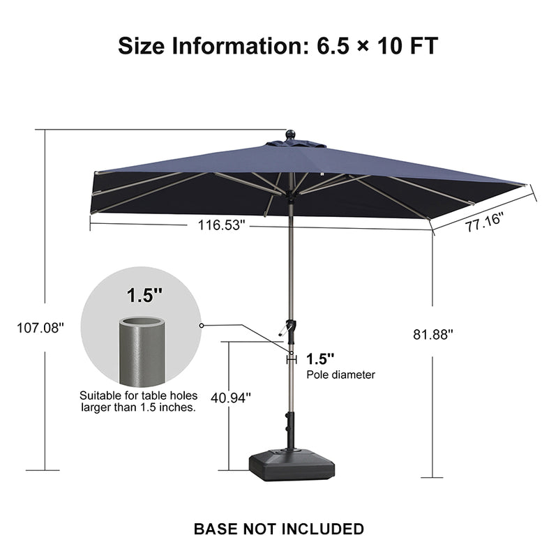 PURPLE LEAF Deluxe Aluminum Market Umbrella, Outdoor Table Umbrella for Patio, Porch