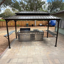 PURPLE LEAF Hardtop Grill Gazebo for Patio Bronze Permanent Metal Roof Outside Sun Shade Outdoor BBQ Canopy