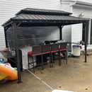 PURPLE LEAF Hardtop Grill Gazebo for Patio Bronze Permanent Metal Roof Outside Sun Shade Outdoor BBQ Canopy with String Lights