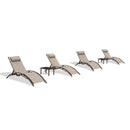 PURPLE LEAF Outdoor Chaise Lounge Chair  Patio Pool Lounger Bronze Aluminum Chairs with Side Table Adjustable Tanning Recliner for Outside Backyard Yard Deck Balcony Beach
