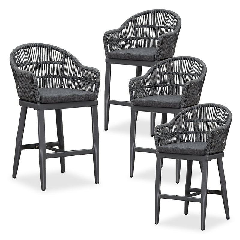 PURPLE LEAF Patio Chairs, 2 Set Outdoor Bar Stools Modern Counter Height Bar, Cushions Included