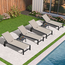 PURPLE LEAF Outdoor Chaise Lounge with Wheels Patio Lounge Chair Recliner