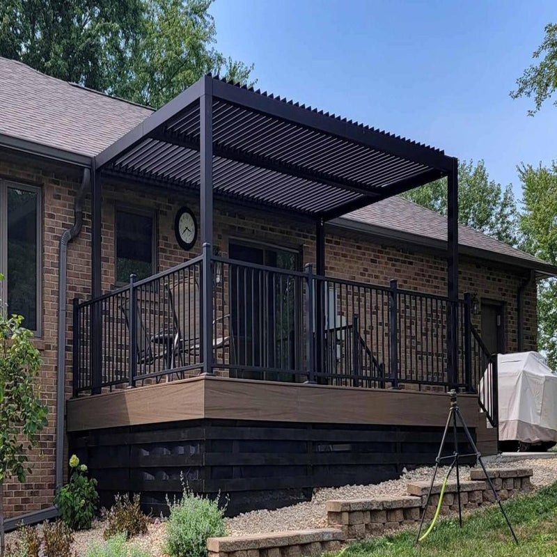 PURPLE LEAF Caesar Outdoor Louvered Pergola Patio Sun Shade Shelter with Adjustable Hardtop Patio Pergola Grey