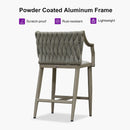 PURPLE LEAF Outdoor Bar Stool Set of 2 Aluminum Frame Bar Chair with Cushion and Back Kitchen Island Bar Stools