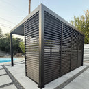 PURPLE LEAF Athena Louvered Pergola Grey Outdoor Aluminum Pergola with Shutter Wall Adjustable Gazebo Rainproof for Patio Deck Garden