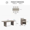 PURPLE LEAF Sanori Patio Dining Set Modern Large Weather-Resistant Table and Aluminum Chairs with Cushions for Garden Beige