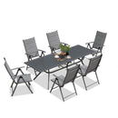 PURPLE LEAF  Folding Outdoor Dining Set  with Aluminum Table and Padded Chairs All Weather Dining Table Sets for Garden Backyard Poolside