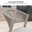 PURPLE LEAF Round Patio Dining Set with Aluminum Frame and Wicker Rattan Dining Chair with Comfortable Cushions for Deck Porch Kitchen Outdoor