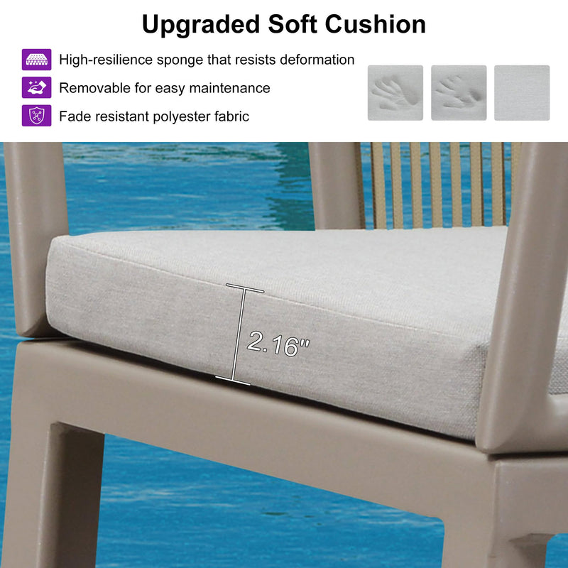 PURPLE LEAF Patio Bar Stools Set of 2 Outdoor Wicker Modern High Bar Chairs Metal Cushioned Barstools with Backs and Ergonomic Armrest for Balcony Garden Indoor Kitchen Island