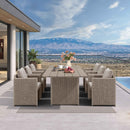 PURPLE LEAF Sanori Patio Dining Set Modern Large Weather-Resistant Table and Aluminum Chairs with Cushions for Garden Beige