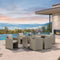 PURPLE LEAF Sanori Patio Dining Set Modern Large Weather-Resistant Table and Aluminum Chairs with Cushions for Garden Beige