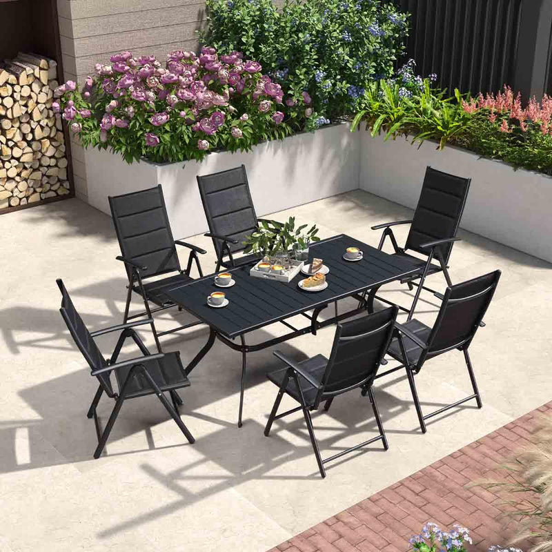 PURPLE LEAF Patio Dining Set Folding Chairs and Table