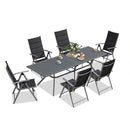 PURPLE LEAF  Folding Outdoor Dining Set  with Aluminum Table and Padded Chairs All Weather Dining Table Sets for Garden Backyard Poolside