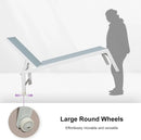 PURPLE LEAF Outdoor Chaise Lounge Chairs Set of 2 White Aluminum Lounge Chair Five-Position Adjustable Chaise with Wheels and Table for Pool Deck Patio