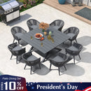 PURPLE LEAF 7/9/11 Pieces Outdoor Dining Set with Aluminium Patio Furniture Table and Rattan Chairs Sets for Deck, Backyard and Indoor, Grey