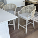 PURPLE LEAF Patio Bar Stools Set of 2 Outdoor Wicker Modern High Bar Chairs Metal Cushioned Barstools with Backs and Ergonomic Armrest for Balcony Garden Indoor Kitchen Island