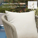 PURPLE LEAF Outdoor Bar Stools Patio Modern Aluminum Rattan High Back & Arms Bar Chairs with Removable Cushions and Pillows  for Outdoor or Indoor