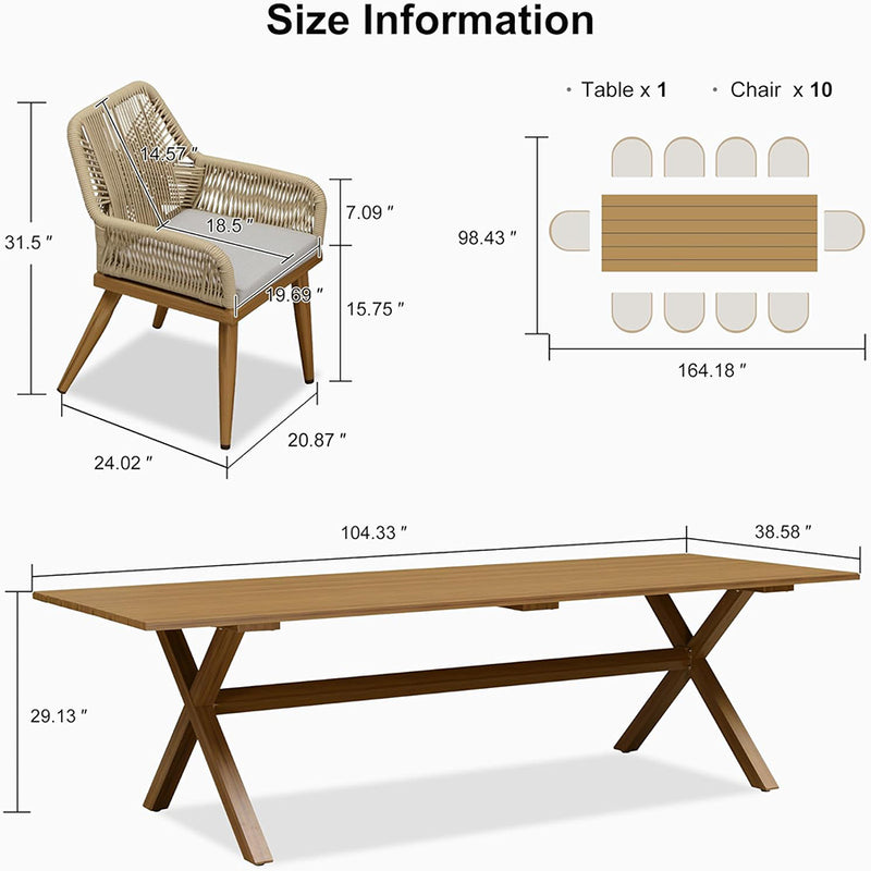 PURPLE LEAF Outdoor Dining Set All-Weather PE Rattan Outdoor Patio Furniture Set with Aluminum Frame