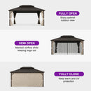 PURPLE LEAF  Outdoor Hardtop Gazebo Bronze Metal Frame Galvanized Steel Double Roof with Lights-clear