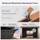 PURPLE LEAF Wall Mounted Sunroom Galvanized Steel Sloped Roof Lean-to Enclosed Aluminum Grey Frame Wood Grain Columns for Outdoor Home Extension