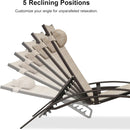 PURPLE LEAF chaise lounge chair displays 5 adjustable reclining positions, bronze aluminum frame.