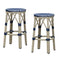 PURPLE LEAF Patio Round Bar Stools Set of 2 Outdoor Backless Barstools Woven Rattan Bar Chair  for Indoor Kitchen Island Bistros Cafe Restaurant