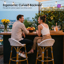 PURPLE LEAF Patio Oversized Backrest Bar Height Stool Set of 2 Outdoor Round Barstools Aluminum Frame Woven Rattan for Indoor Kitchen Dining Bistros Cafe Restaurant