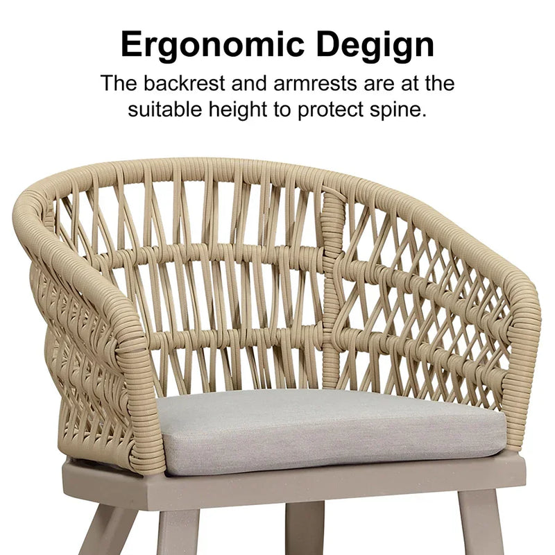 PURPLE LEAF Modern Outdoor Dining Table with 6/8/10 Seats, All-Weather Aluminum Table and Rattan Chairs with Cushions, Champagne