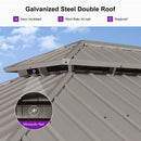 PURPLE LEAF Deck Gazebo Champagne Hardtop Metal Frame Double Roof with Curtains and Netting