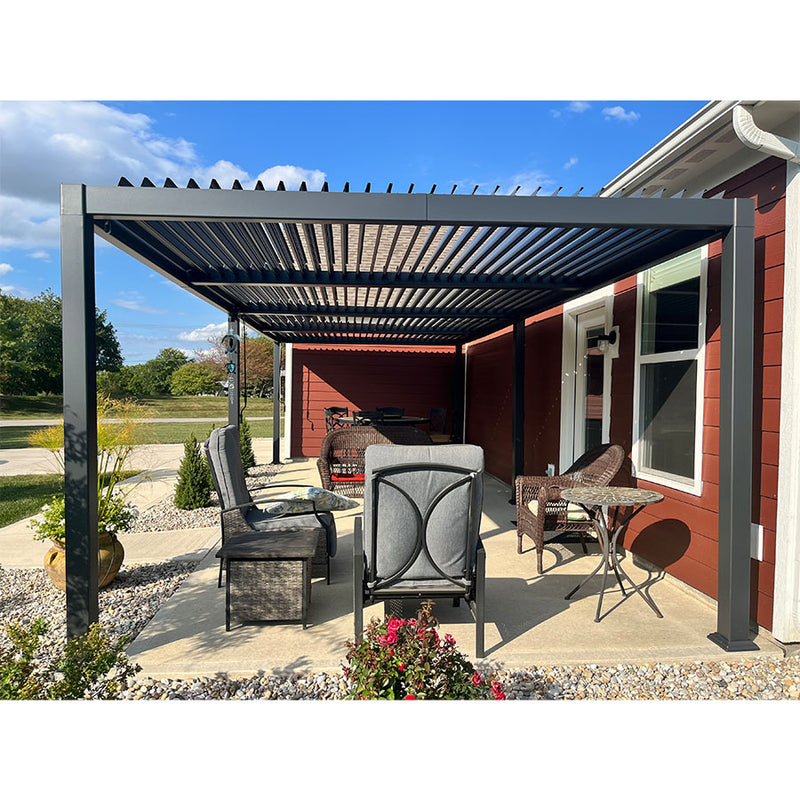 PURPLE LEAF Louvered Pergola Outdoor Adjustable Louvre Shade Modern Patio Aluminum Pergola with Retractable Roof for Deck Backyard Garden Hardtop Gazebo