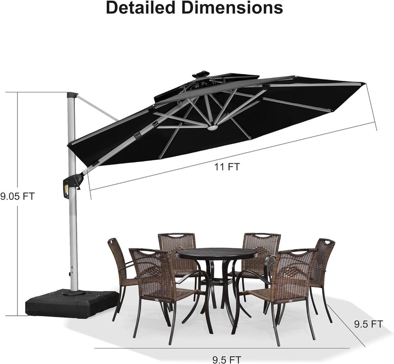 PURPLE LEAF 10 / 11 / 12 ft Round Outdoor Umbrellas with Lights