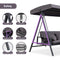 PURPLE LEAF Outdoor Patio Porch Swing Adjustable Backrest, 3-seat Swing Chair with Weather Resistant Steel Frame for Backyard ,Pillows Included