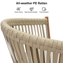 PURPLE LEAF Counter Stools, Bar Stools Set of 2 Rattan Bar Stools Wicker Bar Chairs Woven Aluminum Barstools with Back and Cushions