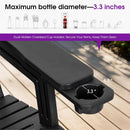 PURPLE LEAF Adirondack Chair Set of HDPE All-Weather Outdoor Fire Pit Chair with 24.6" Oversized Seat Wood-Textured Patio Adirondack Chair with Dual Cup Holders for Garden Deck Backyard