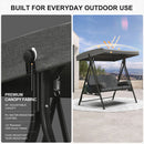 PURPLE LEAF 3-Seat Porch Swing Outdoor w/Cushion & Adjustable Canopy
