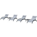 PURPLE LEAF Patio Chaise Lounge Set Outdoor Beach Pool Sunbathing Lawn Lounger Recliner Chair Outside Chairs with Side Table Included