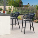Clearance - PURPLE LEAF Outdoor Bar Stool Set of 2 Modern Rattan Bar Chairs with Woven Rope Back Wicker Patio Barstools for Indoor Kitchen Garden