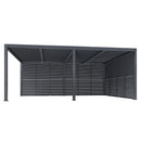 PURPLE LEAF Athena Louvered Pergola Grey Outdoor Aluminum Pergola with Shutter Wall Adjustable Gazebo Rainproof for Patio Deck Garden